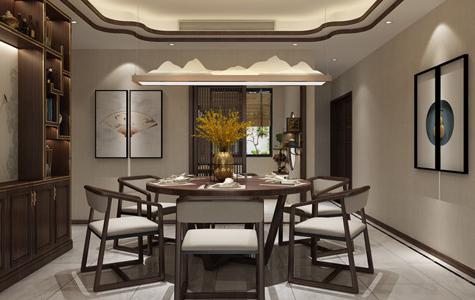 天鹅堡五居室190平米新中式风格效果图-威尼斯真人官方装饰设计师肖诗滢主笔